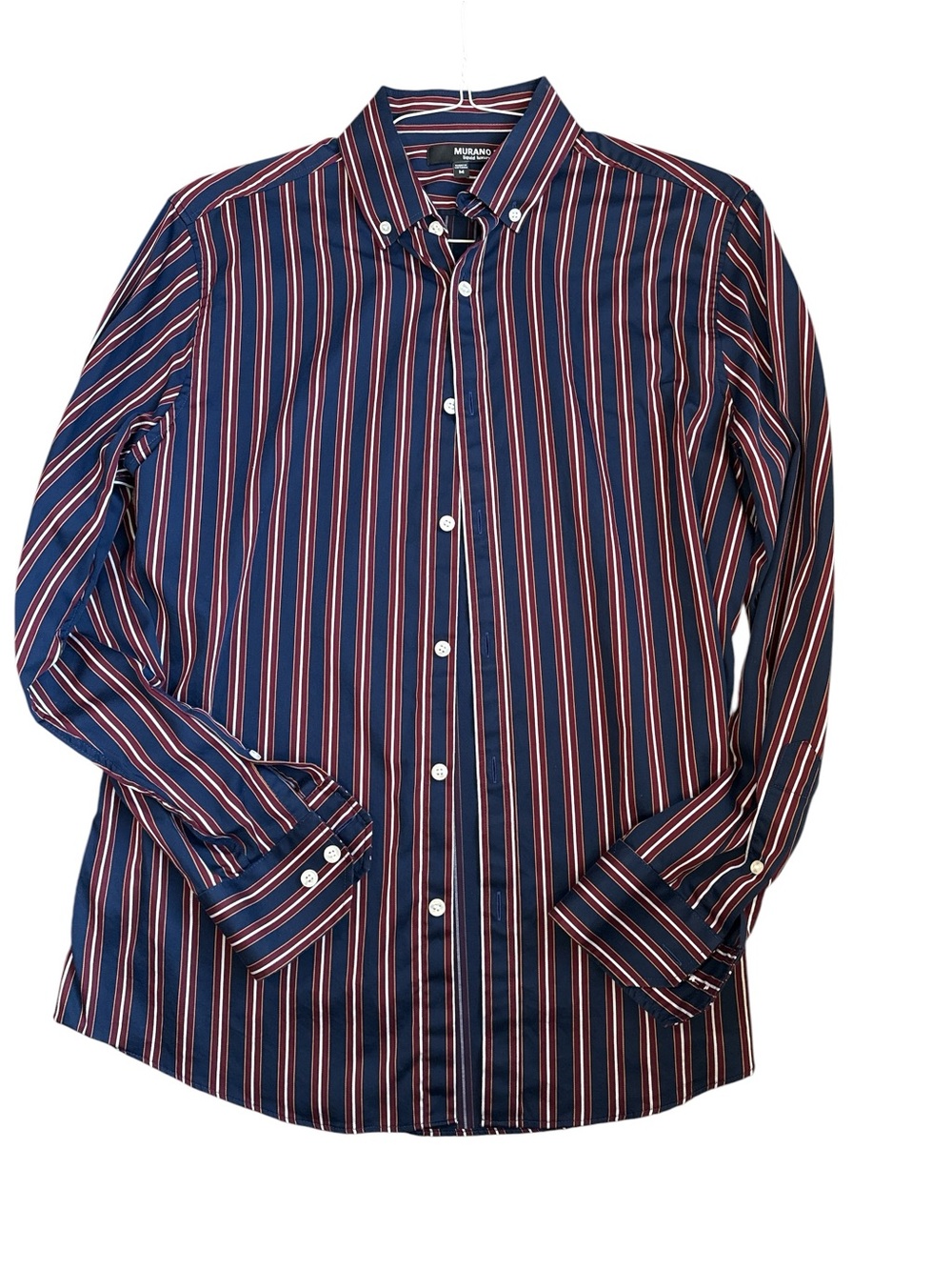 Murano Navy with Red and White Stripe Button-Down Shirt - Men